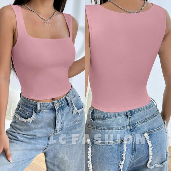 Crop Tank top, Solid Crop Top, Slim Fit Y2K Tank top, Boho Summer Sexy Top - Picture 1 of 7